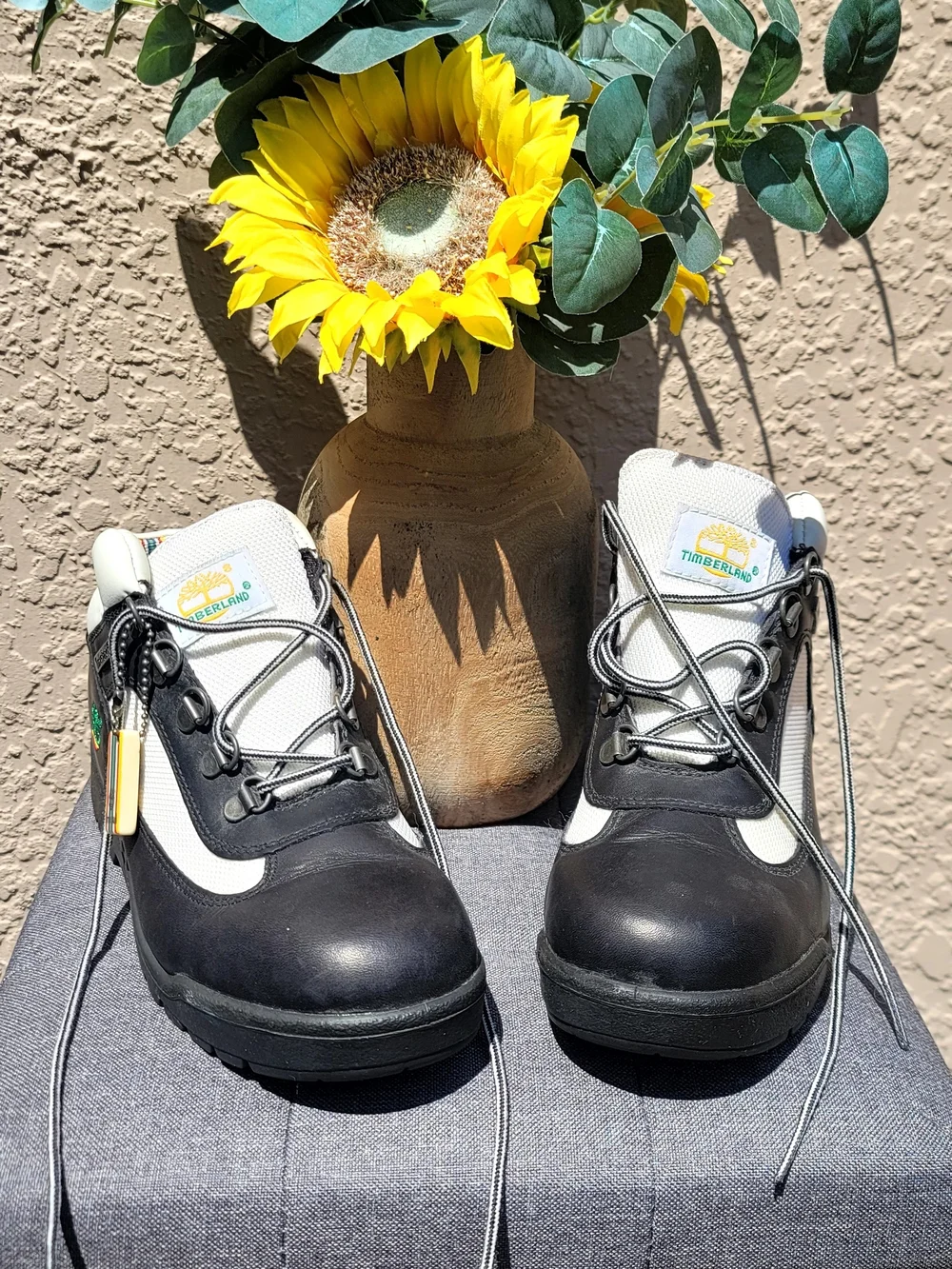 Timberland Kids Black and White Lace-Up Boots